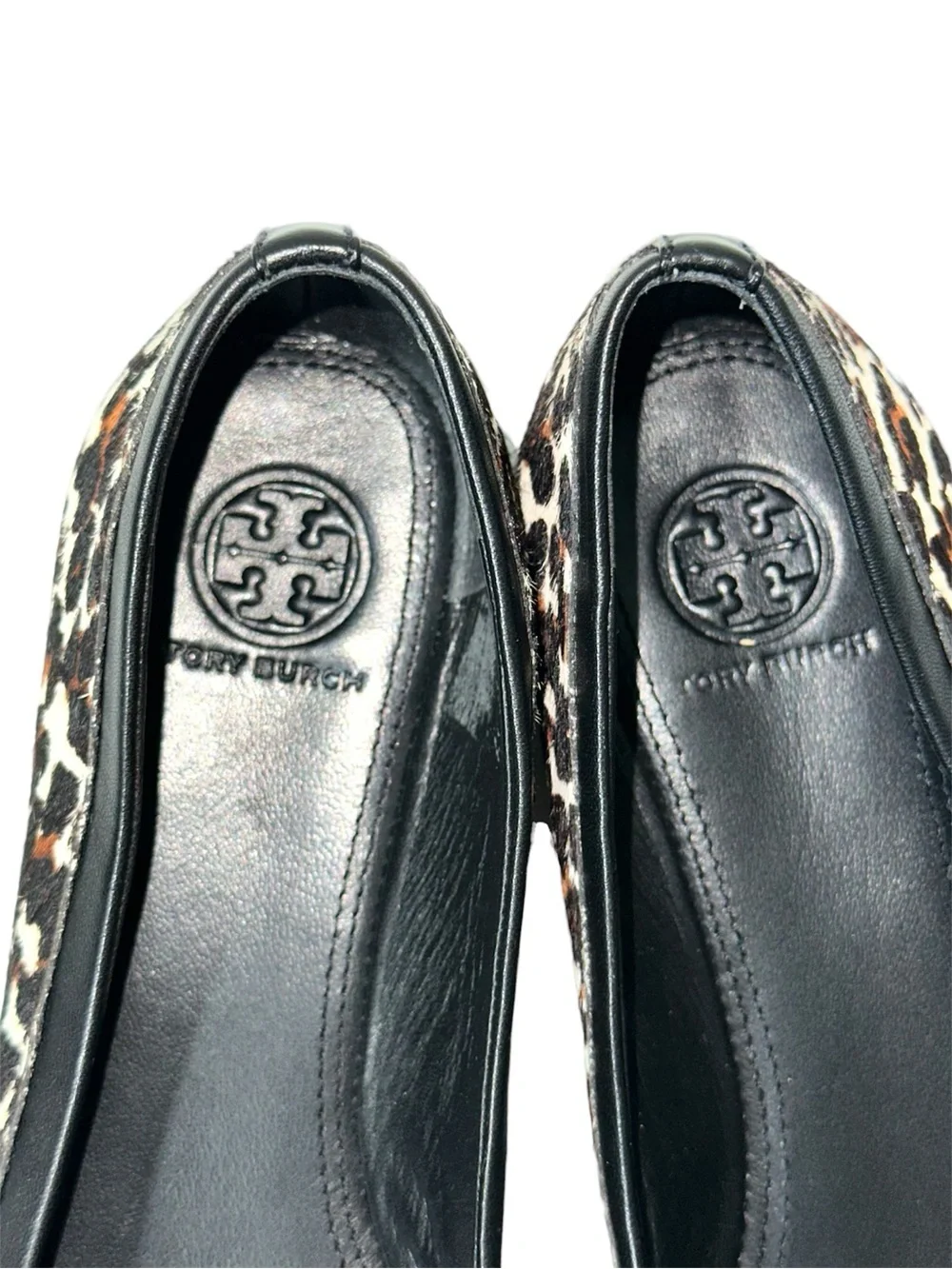 Tory Burch Eloise 2 Leopard Print Calf Hair Leather Ballet Flats Size 8
